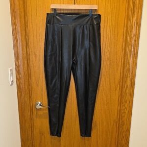 Abercrombie & Fitch Black Faux Leather Leggings Zip On Front Of Legs